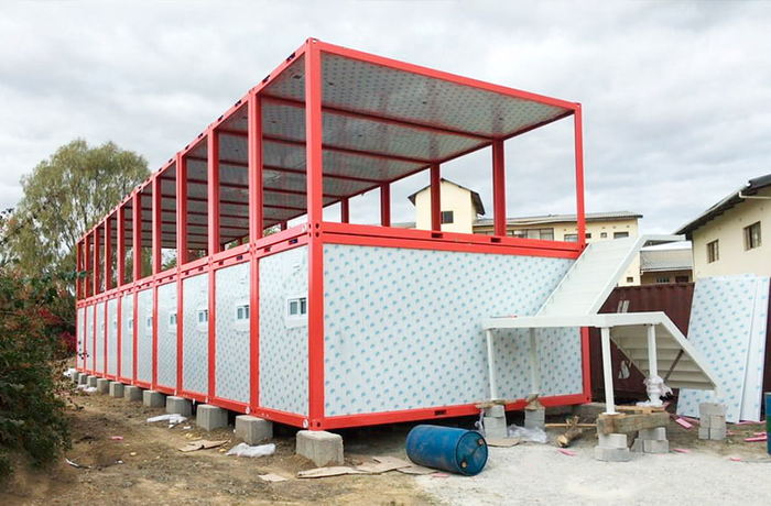 Dormitorio de la escuela de contenedores de Zambia